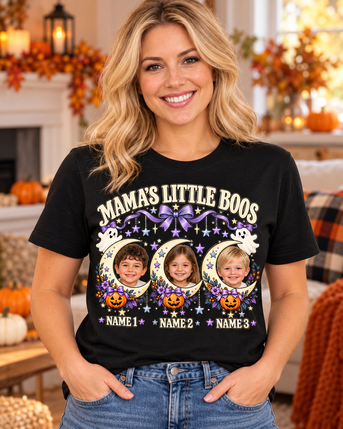 MAMA'S LITTLE BOOS – front lifestyle mockup with three example child photos
