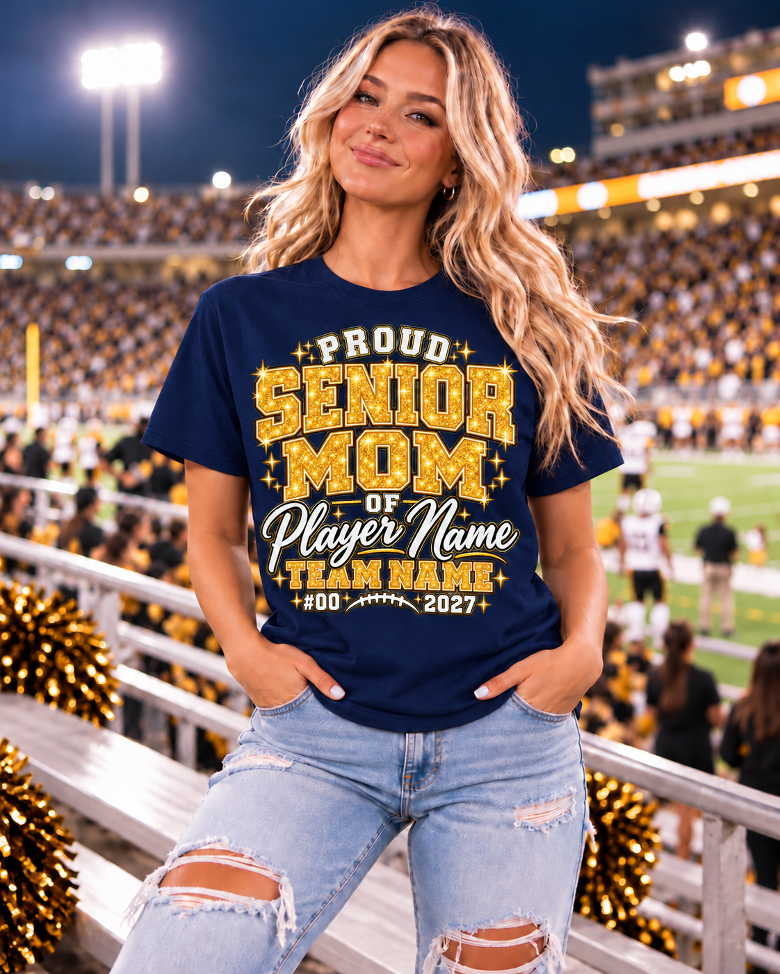 Proud Senior Mom personalized navy shirt