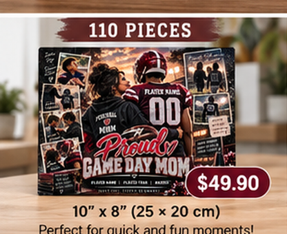 110-piece football mom puzzle mockup