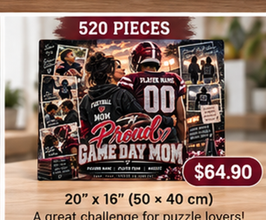520-piece football mom puzzle mockup