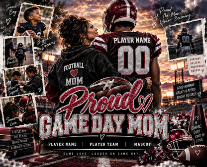 Football mom and son's story collage artwork customizable name and team