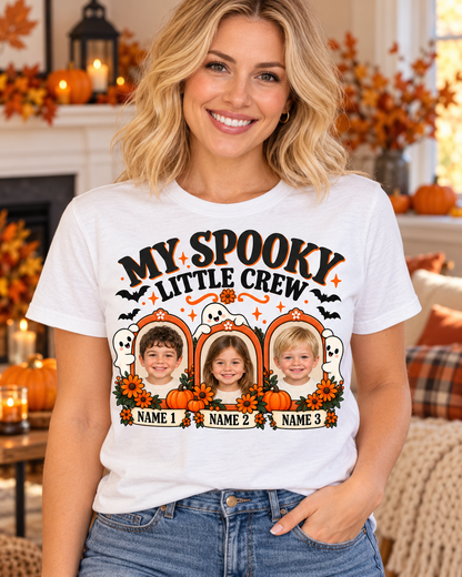 MY SPOOKY LITTLE CREW – front lifestyle mockup with three example child photos
